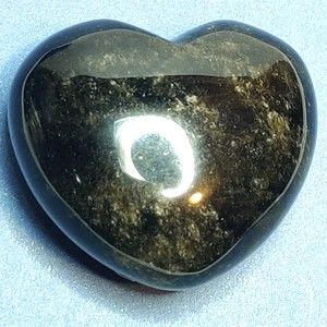 Goldsheen Obsidian Puffed Heart Natural Stone 1.5 X 1.75" incl. Felt Pouch-HT09